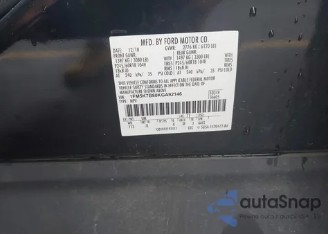 2019 Ford Explorer из США, поврежденный, VIN 1FM5K7B80KGA92146